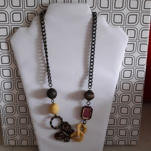 Chunky Bead and Butterfly Necklace